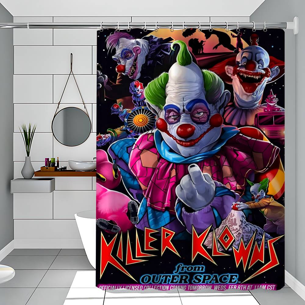 K-Killer Klowns From Outer Space Shower Curtain With Waterproof And Mold Resistant Shower Curtain Polyester Durable Bathroom