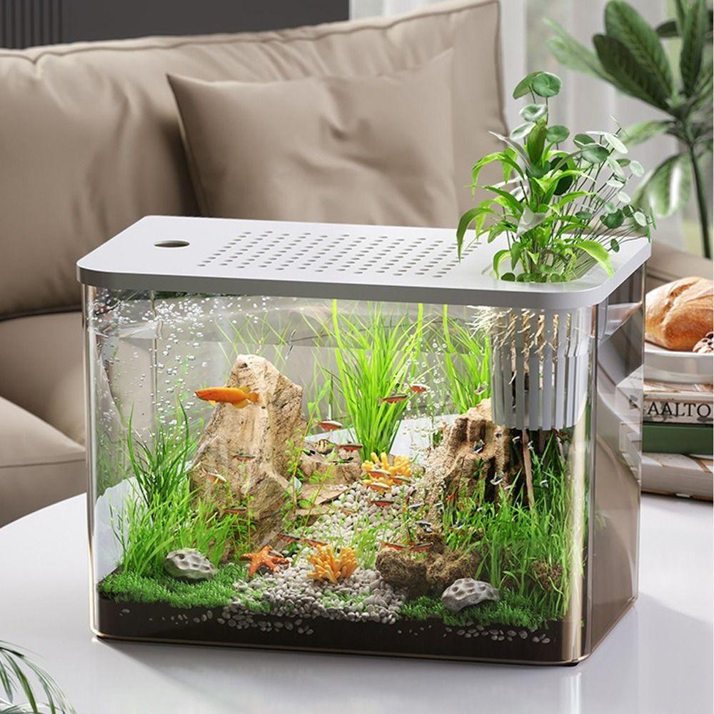With Lid Hydroponic Fish Bowls Small Betta Aquarium Tank Durable Fish Tank  For Home Decorative