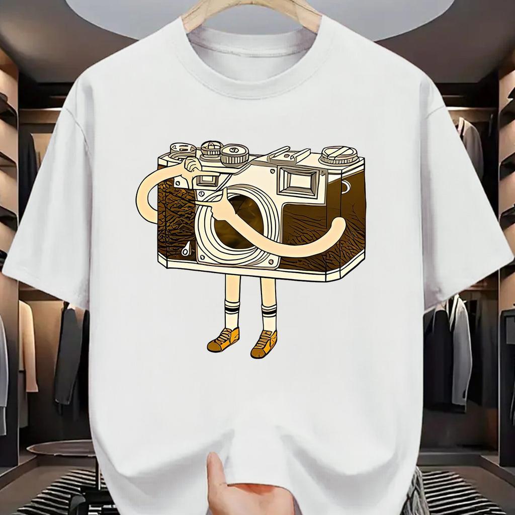 womens Fashion Graphic Tee Royal with Vintage Camera Print Casual Short Sleeve TShirt women Clothing Comfortable