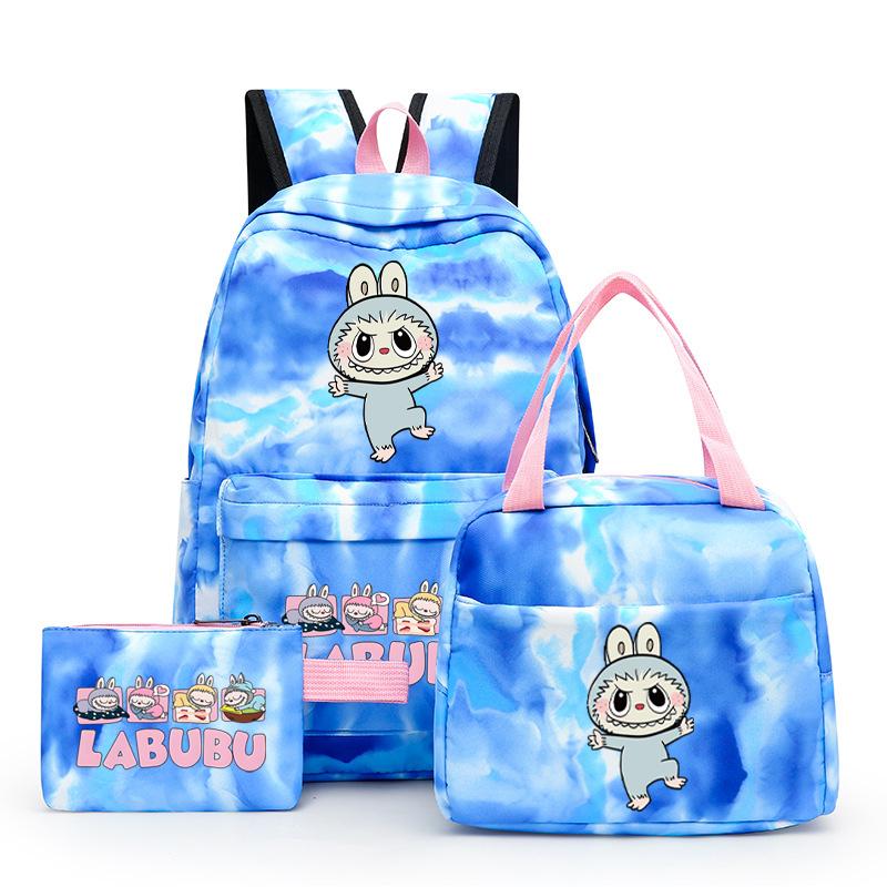 3Pcs/set  Printed Backpack with Lunch Bag Pencil Case Boy Girl Knapsack Teenage Student Large Capacity Colorful Bookbag