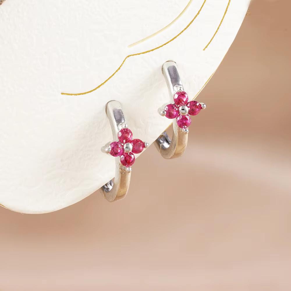 Fashion 6/8/10mm Stainless Steel Zircon Flower Hoop Earring Small Gold Color Circle Hoops Huggie Piercing Earring Trendy Jewelry