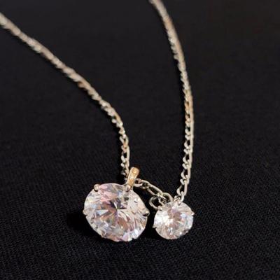 Used Ete SV925 Cubic Zirconia Double Stone Necklace