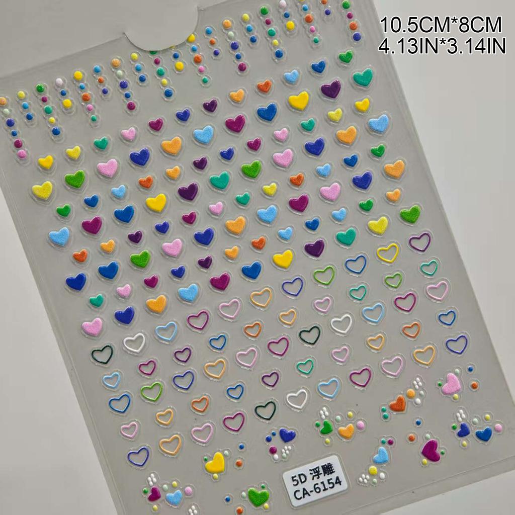 3D Embossed Nail Stickers - Cute Hollow Bear Heart Flower Decals Self-Adhesive Nail Art Sticker for Women Girls DIY Manicure