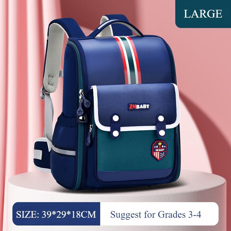 

ZMBABY Модный английский стиль осень новый школьный рюкзак для учеников начальной школы интегрированный полностью открывающийся большой вместительный детский рюкзак для мальчиков 1-3-4 классов L зелёный