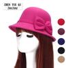 Women's Korean Style Double Bowknot Wool Felt Basin Hat