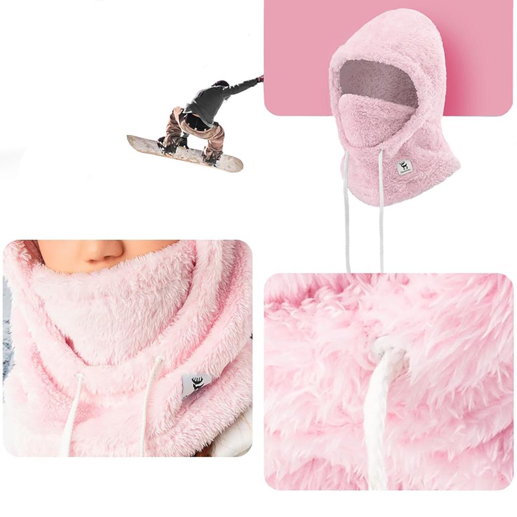 Warme Fell- Sturmhaube für den Winter Skifahren Arktischer Samt Größe M pink