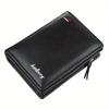 Men PU Leather Short Wallet with Zipper Coin Pocket Vintage Big Capacity Male Short Money Purse Card Holder
