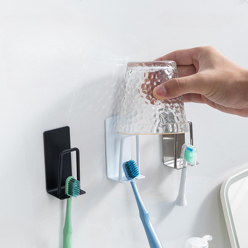 3PCS Bathroom Storage Rack Iron Art Wall Mounted Toothbrush Holder Washroom Mouthwash Cup Organizer Bathroom Accessories