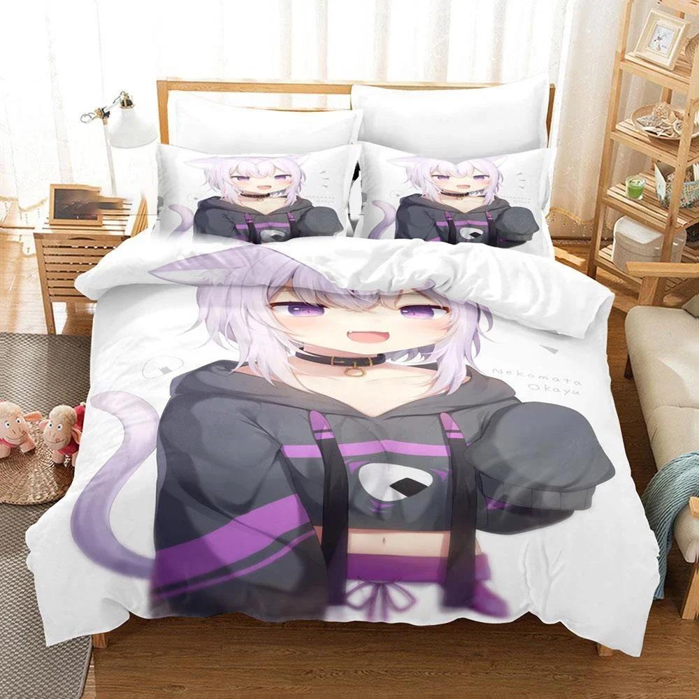 Anime Nekomata Okayu Bedding Set Duvet Cover Bedroom Comforter Covers Single Twin King Size Quilt Cover Home Textile