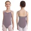 Girls Ruched Sleeveless Backless Spaghetti Straps Leotard Ballet Dance Performance Bodysuit
