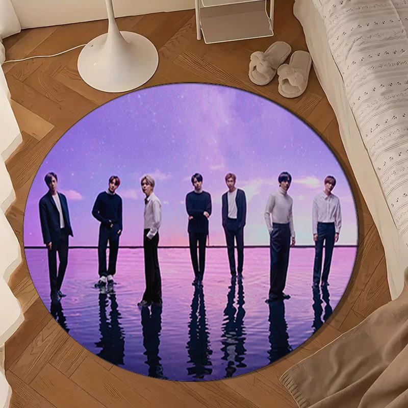 Kpop Group Portrait Round Rug for Livingroom,Bedroom, Palyroom, Chair Rug, Area Rug, Circle Carpet, Large Size Fan Christmas Gift