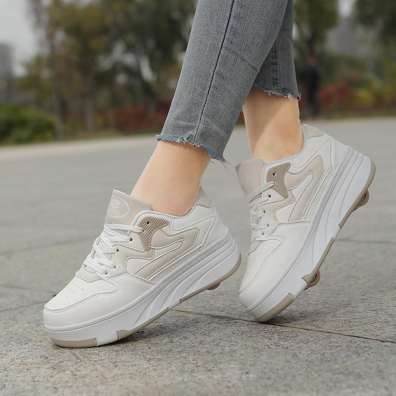 31-42 Chaussures de sport plates détachables à quatre roues pour enfants / femmes Patinage à roulettes d'extérieur Sports Filles Sports Patins à roulettes Chaussures