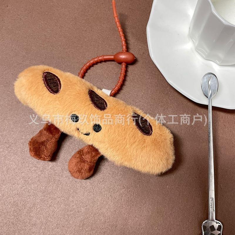 New Cute French Baguette Stuffed Bun Doll Squeaks Croissant Doll Key Chain Pendant Bag Pendant.