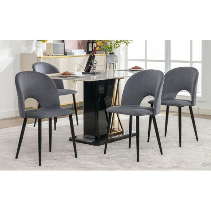 Chaises de salle à manger - MUVOE - Lot de 4 - Rembourrées - Dossier en losange - Gris