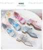 Girls' Crystal High-Heeled Sandals - Elsa Princess Style for Summer 2024