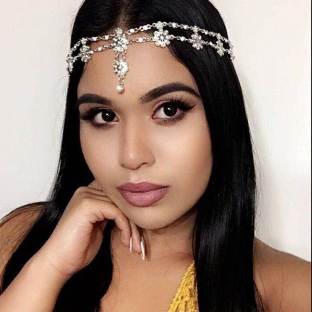Bride Hair Jewelry Sweet Flower Tassel Headwear Retro Forehead Chain  Girls
