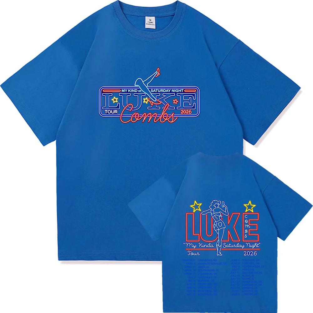 Maglietta Tour Neon Maglietta Tour Luke Combs 2026 T-shirt Maglietta in Cotone Double-sided Regalo per Fan di Musica High Street Abbigliamento Comodo