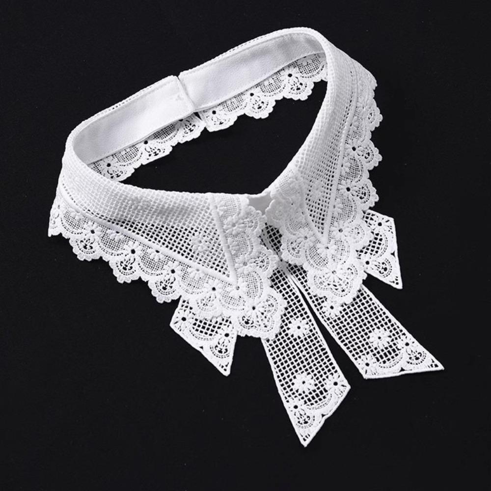 Black White False Collar Lace Floral Decoration Collar Fashion Fake Collar  Women Girls