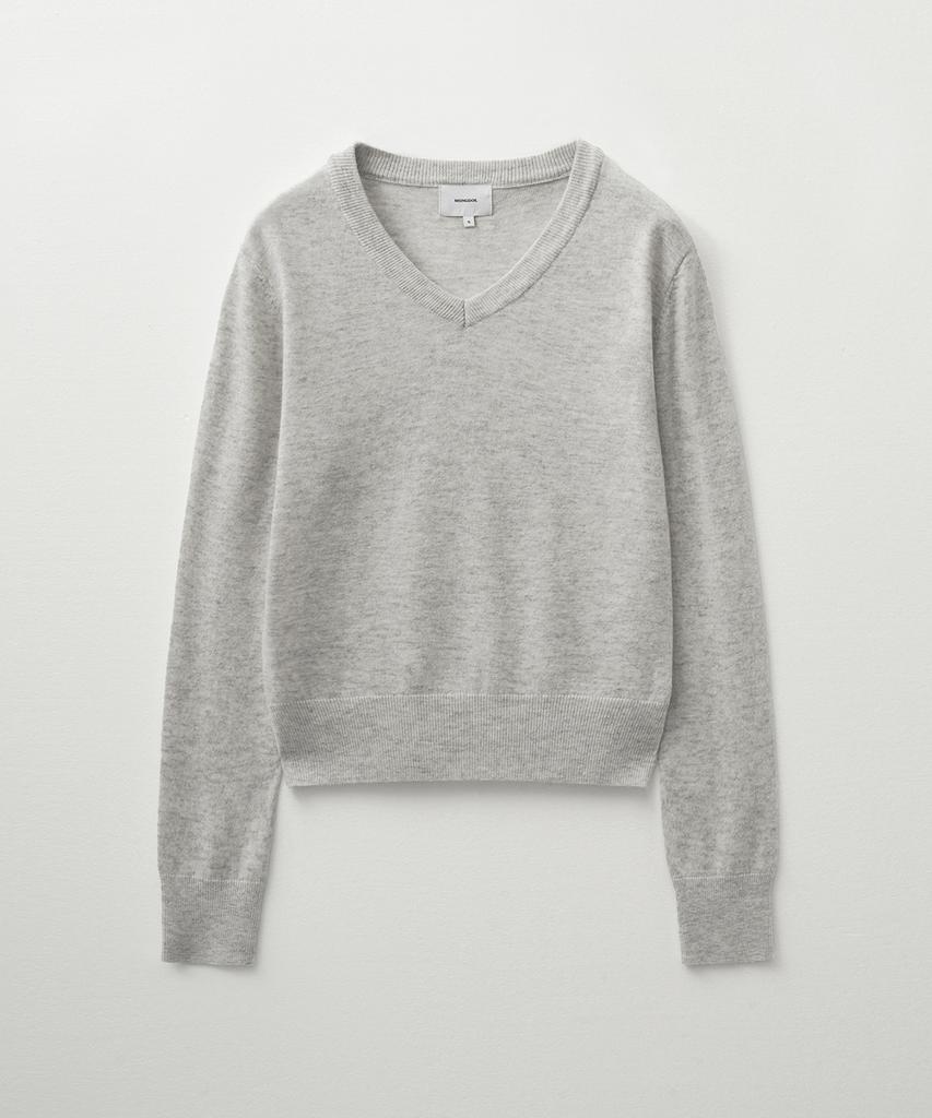 MONGDOL Wool Cashmere V-Neck Knit Light Grey Mdkt088Lgray
