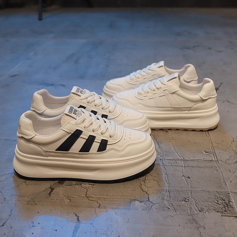 Thick-soled little white shoes women's 2025 new popular autumn sports versatile muffin women's shoes student three-bar board shoes