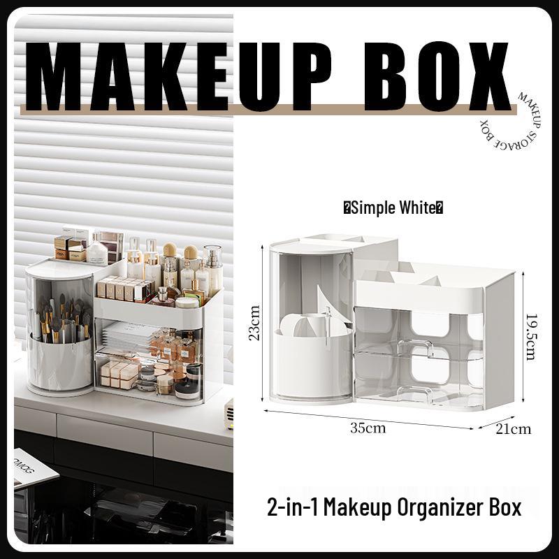 High-Capacity Dustproof Skincare & Cosmetics Organizer with Desktop Drawers