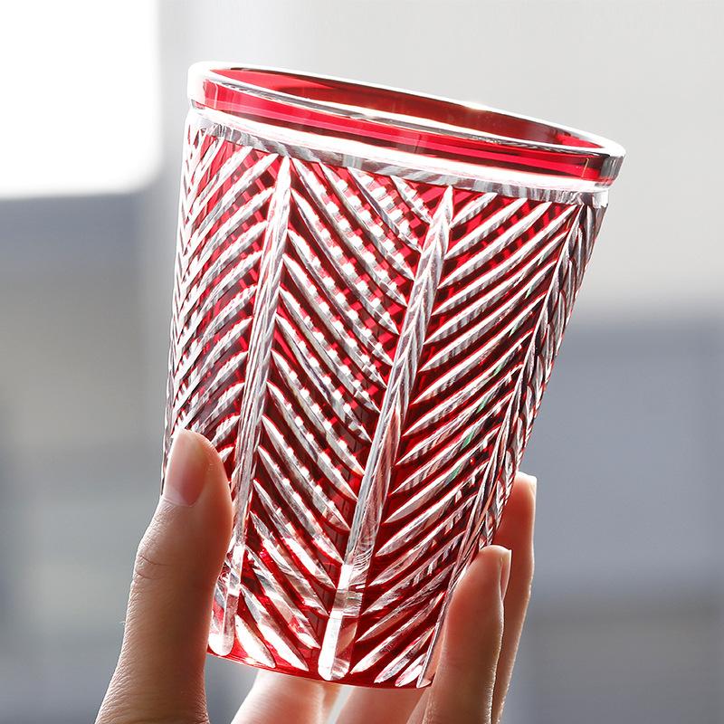 

Jinzhi Household Japanese Edo Cut Hand Carved Crystal Glass Beer Cup Whiskey Glass Riwei