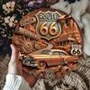 2D Vintage Route 66 Metal Sign, Retro Tin Plate Poster for Home Bar, Rustic Wall Art Decor for Cafe Club Garage