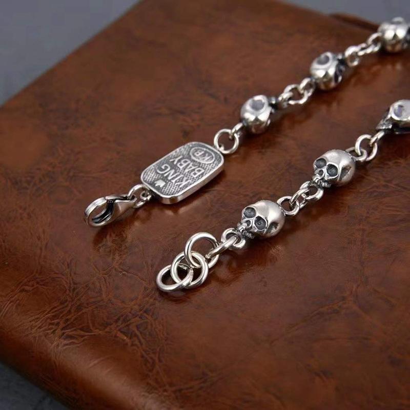 S925 Sterling Silber Armband Persönlichkeit Trend Schädel Armband Neutral Nische Hip Hop Punk Hand Schmuck Boutique Schmuck