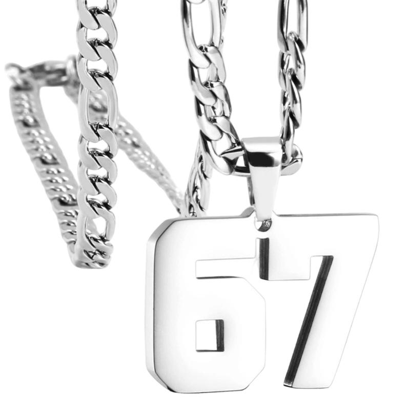 

Fun 67 Number Charm Necklace Corrosion Resistant Stainless Steel Clavicle Chain Accessory for Social Event