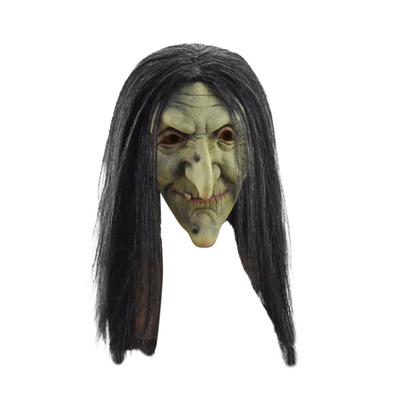 Scary Old Witch Mask Latex with Hair Halloween Fancy Dress Grimace Party Costume Cosplay Masks Props Adult One Size