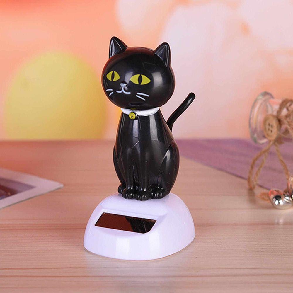 Friendly Solar Powered Black Dancing Cat Figure Solar Toy Doll Shaking Head Cat Bobble Head Doll