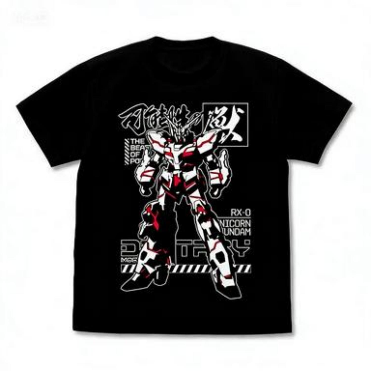 

2026 Summer New Gundam Unicorn Exquisite Pattern Warrior Loose Short Sleeve Tshirt Pure Cotton Round Neck TopTrendy Soft Shirt S чёрный