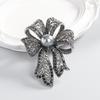 French Style Bow Brooch Vintage Black Brooch Exquisite Fully-rhinestone Pin  Western-style Clothes