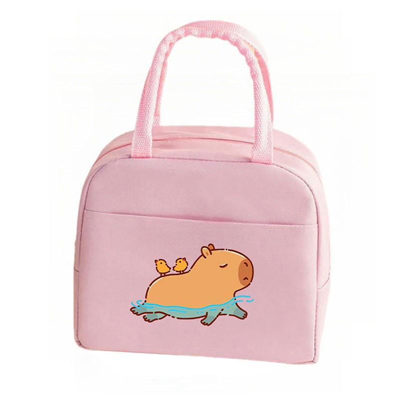 Cartoon Cute Capybara Print Insulated Lunch Bags  Portable Thermal Lunch Tote Bags Picnic Food Preservation Lunch Box Bag