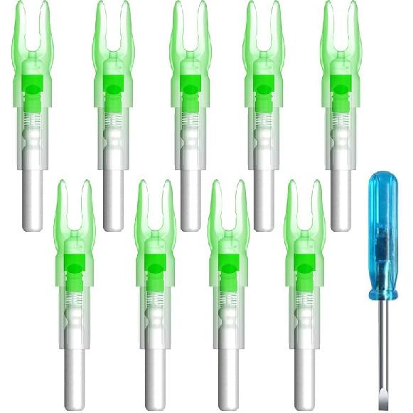 9PCS S Lighted Nocks for Arrows with .244 Inside Diameter Automatic Compound Bow Arrow Nocks for Hunting Shooting