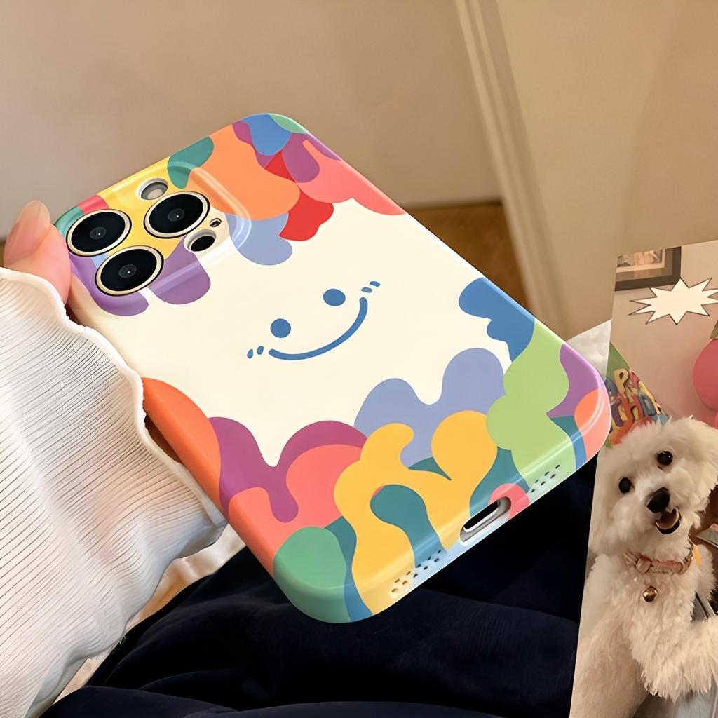 Filin 2-in-1 Colored Smiley Face Is Suitable for Iphone16promax Apple 17 Mobile Phone Case 15 Anti-drop 11 Generation