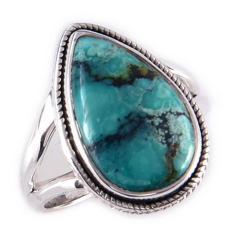 Natural Tibetan Turquoise Gemstone Handmade 925 Sterling Silver Ring Size 6 D8L16
