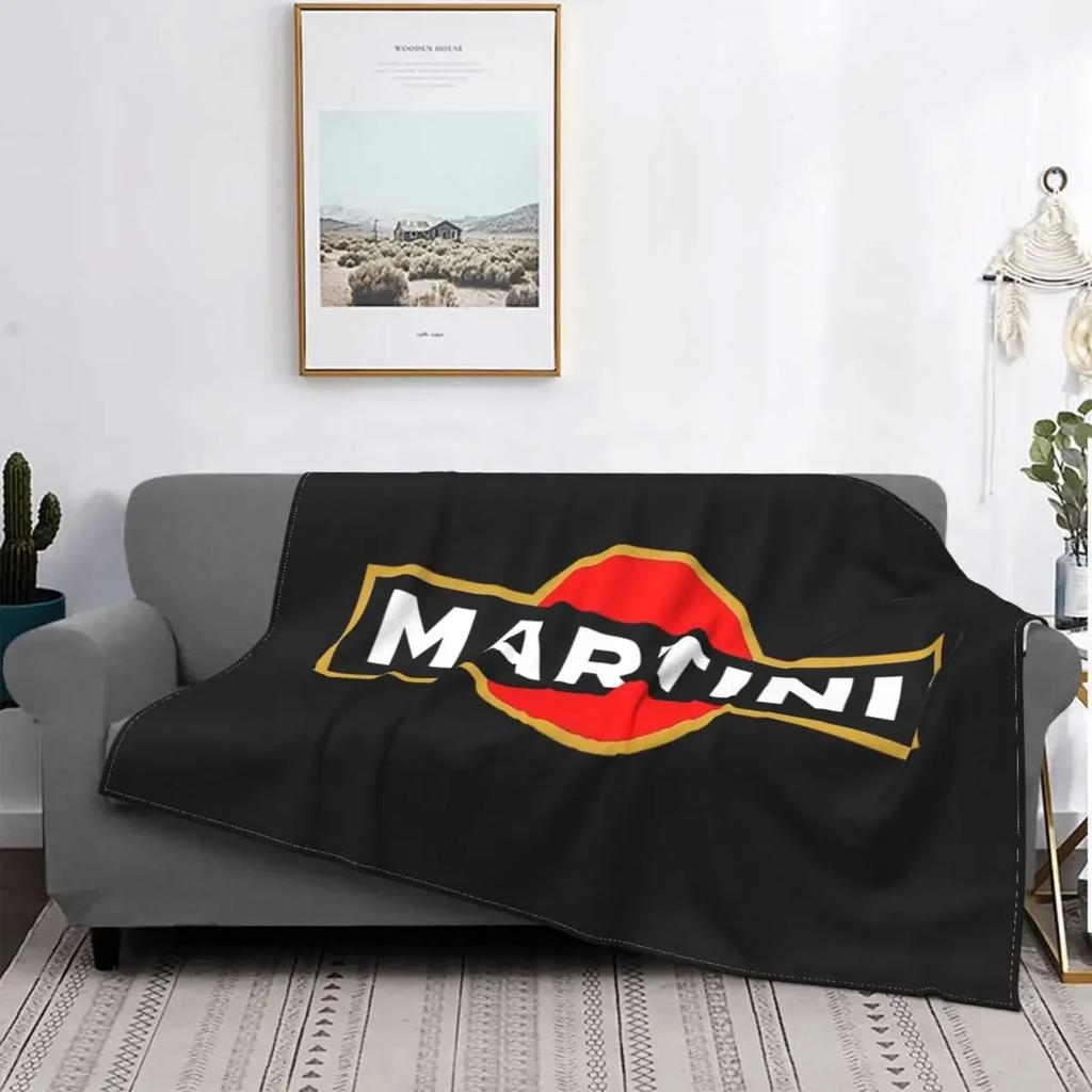 Ultra-Soft Fleece Martini Racing Team Throw Blanket Warm Flannel Stripe Motor Racing Blankets for Bedroom Office Sofa Quilt