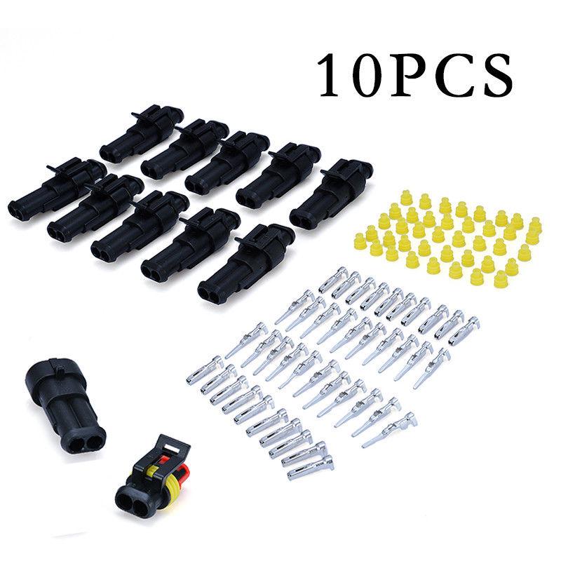 10 Jeux De Voiture 2Pin Way étanche Fil électrique Harnais Connecteur Plug US 10 Jeux De Voiture 2Pin Way étanche Fil électrique Harnais Connecteur Plug US
