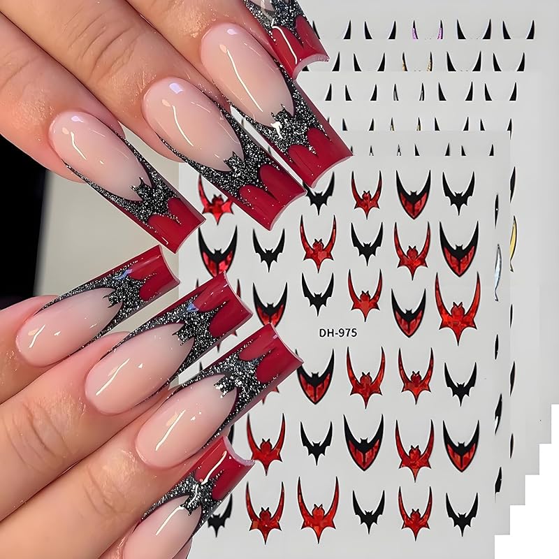 6Pcs Fall Nail Stickers for Nails Art Cute Pumpkin Nail Decals Maple Leaf Nail Art Stickers 3D Self-Adhesive Autumn Leaf Nails Supplies Thanksgiving Halloween-2