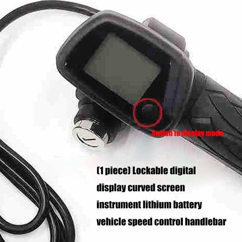 Lithium Powered Bike Throttle With Curved Speedometer Screen & Security Lock Mechanism Rubber Throttle Handle for Ride