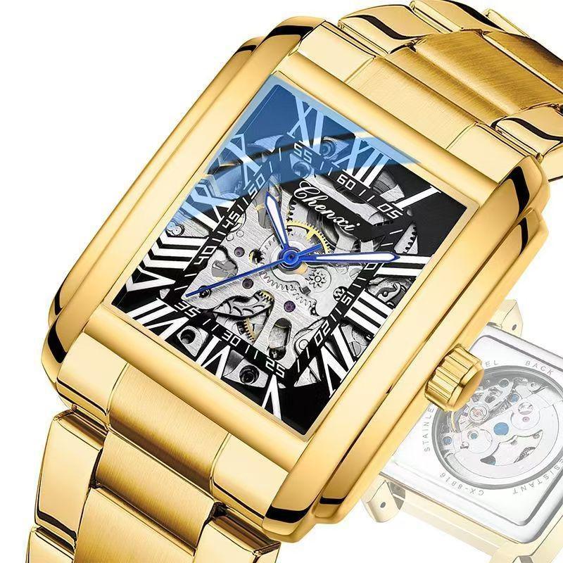 Chenxi Relógio Automático de Ouro de Luxo Masculino Business À Prova d'Água Esqueleto Tourbillon Mecânico de Pulso