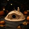 Hobbit House Ornament 3D Printed Fantasy for Small Pet Shelter, Realistic Texture Animals Hideout, Miniature Micro Landscape Halloween Home Decoration