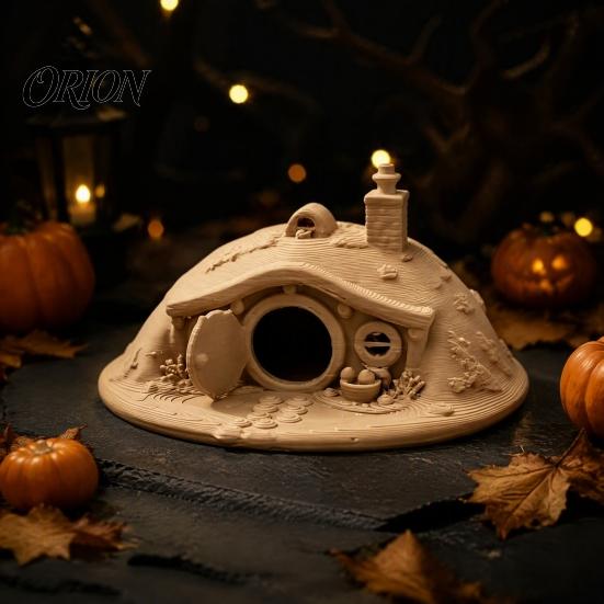 Hobbit House Ornament 3D Printed Fantasy for Small Pet Shelter, Realistic Texture Animals Hideout, Miniature Micro Landscape Halloween Home Decoration