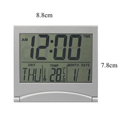 Digital LCD Weather Station Folding Date Desktop Temperature Travel Alarm Clock