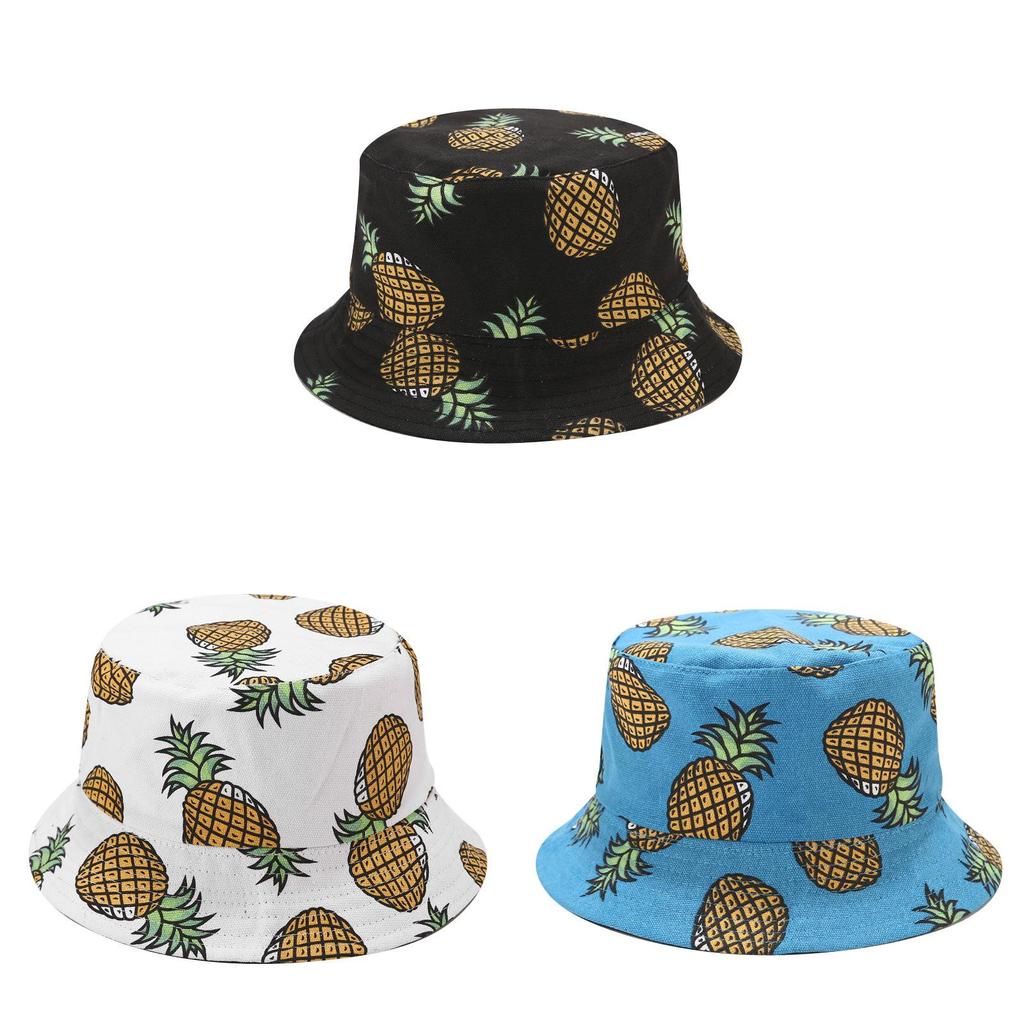 Summer Fruit Pineapple Doublesided Fisherman Hat With Uv Protection For Casual Travel