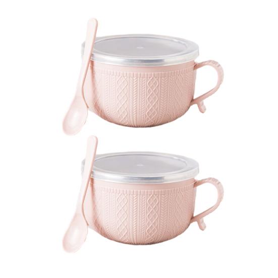 Microwave Ramen Bowl with Handles Stainless Steel Lunch Box Insulated Food Container for Noodles & Soup Large Capacity Bento Tumbler