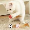 3Pcs Solid Biting Cat Interactive Ball Toy with Feathers Self Fun Chew Training Toy Elastic Interactive Play