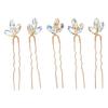 5Pcs Crystal Flower Hair Pins Simple Retro Elegant Shiny Light Rhinestone Hair Piece for Party Wedding Bouquet