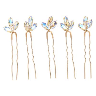 5 Pezzi Fermacapelli Fiore di Cristallo Semplice Retrò Elegante Lucido Strass Leggero Accessorio per Capelli per Festa Matrimonio Bouquet